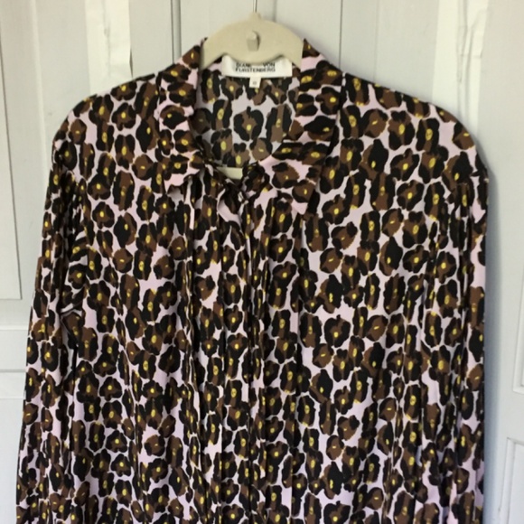 Diane Von Furstenberg Leopard Print Blouse - Brown and Pink - Picture 8 of 16